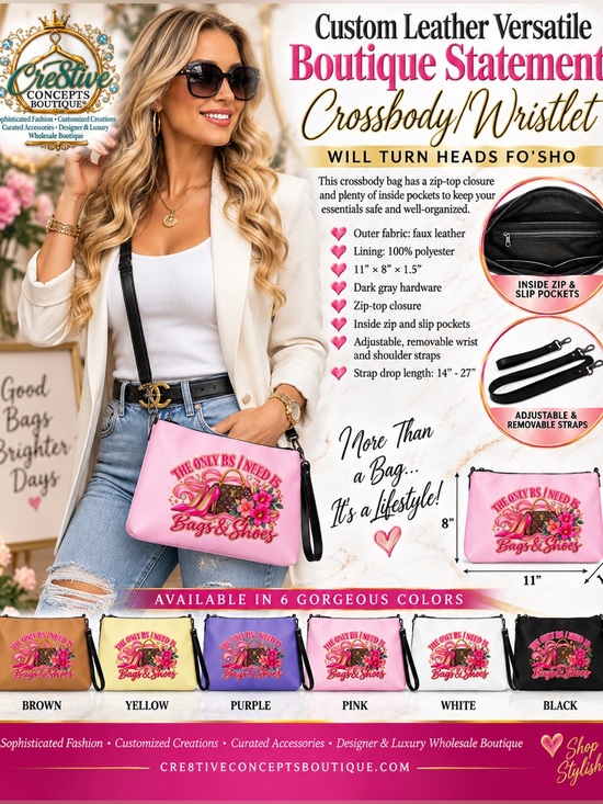Cre8tive Concepts Boutique®️ Handbags - Cre8tive Concepts Boutique® Custom Graphic Leather Crossbody & Wristlet Bag